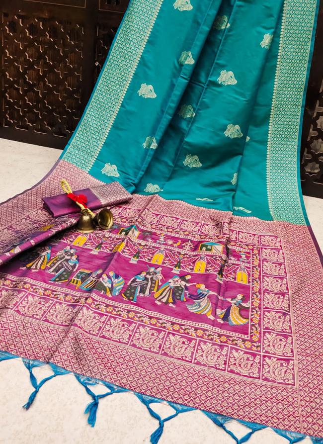 Soft Silk Sky Blue Traditional Wear Weaving Saree